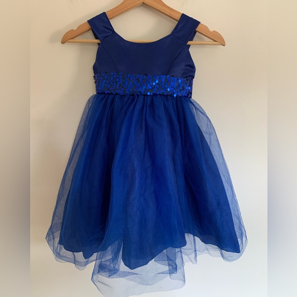 Princess Kloset Cobalt Blue Sequin Waist Tulle Special Occasion Dress size 2